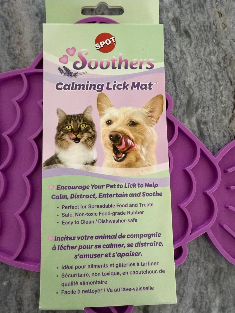 Soothers Calming Lick Mat for Cats & Dogs - Purple Fish Design